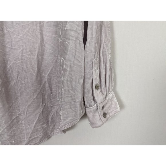 Eileen Fisher light purple‎ velvet long sleeve button up high low blouse sz S/P - Picture 5 of 9